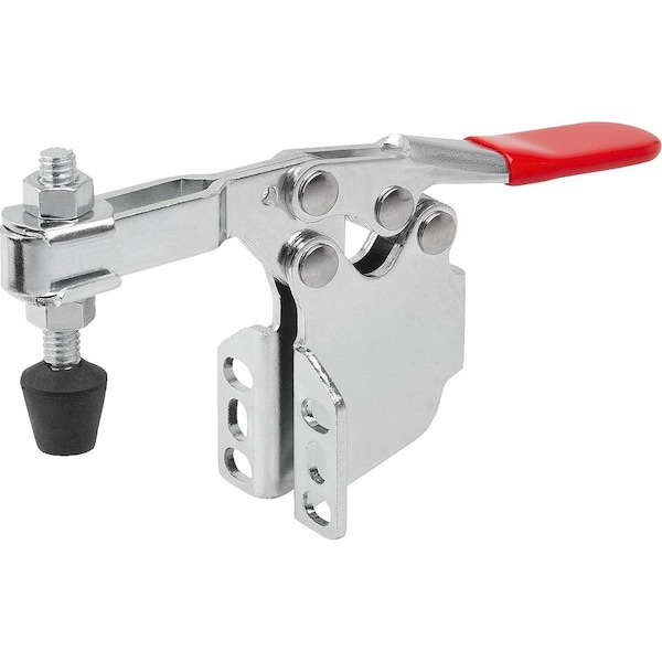 Toggle Clamp Horizontal Std, Angled Foot F2=2800, Adjustable Clamping Spind M08X63, Steel Electro